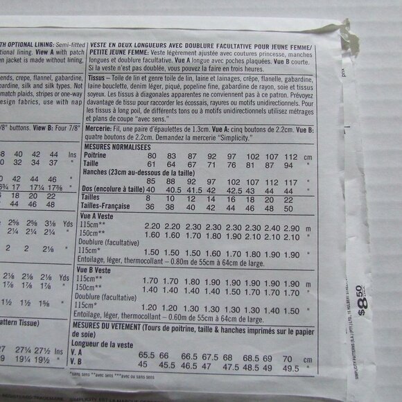 Simplicity sewing uncut pattern jacket blazer vintage plus size 3 Hour Jacket - Picture 6 of 9